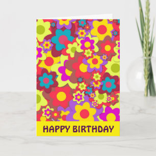Carte Anniversaire de hippie de flower power 60s