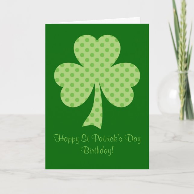 Carte Anniversaire de Jour de la Saint Patrick de pois (Devant)