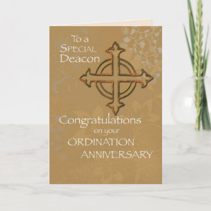 Carte Anniversaire de la 20e Ordination de Deacon, Or an
