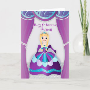 Carte Anniversaire de la 5ème Princesse habillée en robe