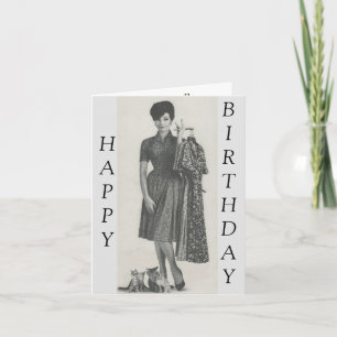 Carte Anniversaire de la dame de chat "presque folle"