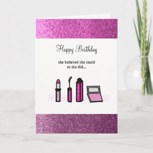 Carte Anniversaire de la Dame de Maquillage rose