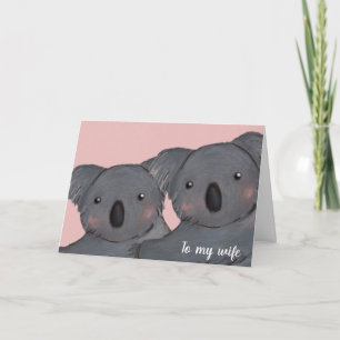 Carte anniversaire de la femme rose koala mignonne