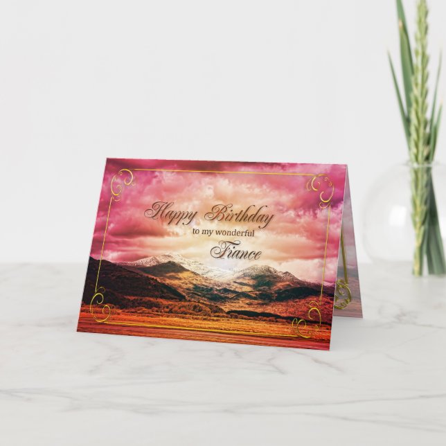 Carte Anniversaire de la fiance, coucher du soleil sur l (Devant)