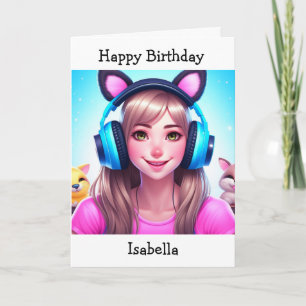 Carte Anniversaire de la fille à thème Anime   Page Coul