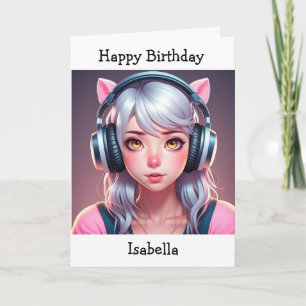 Carte Anniversaire de la fille à thème Anime   Page Coul