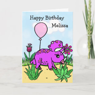 Carte Anniversaire de la fille Dinosaur personnalisée