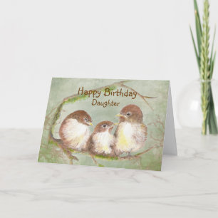 Carte Anniversaire de la fille mignonne Sparrow Bird Fam