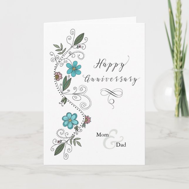 Carte Anniversaire de la Fleur de papa et maman (Devant)