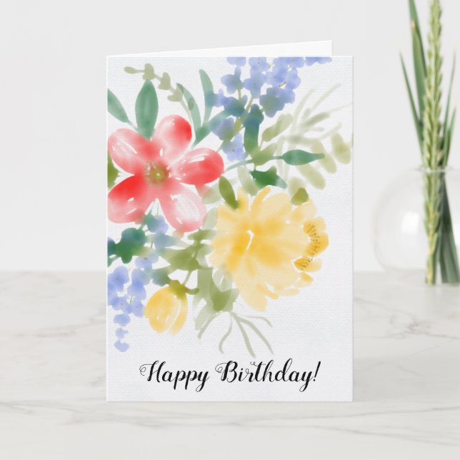 Carte Anniversaire de la flore de l'aquarelle (Devant)