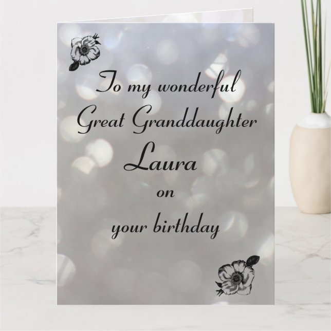 Carte Anniversaire de la grande petite-fille personnalis (Devant)
