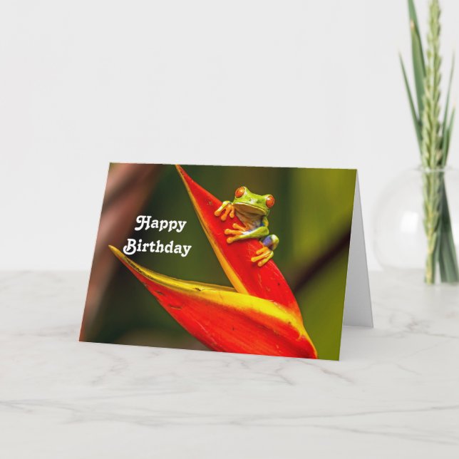 Carte Anniversaire de la grenouille des arbres rouges (Devant)