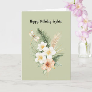 Carte Anniversaire de la libellule de l'hibiscus de pêch