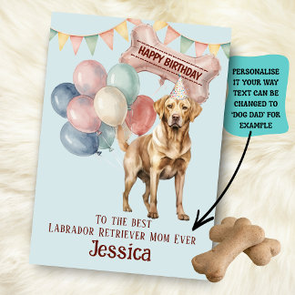 Carte Anniversaire de la maman/papa de chien Labrador Re