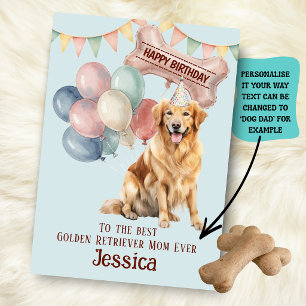 Carte Anniversaire de la maman/papa de chien Retriever d
