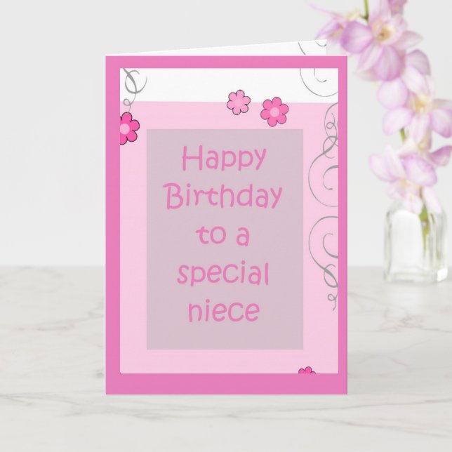 Carte Anniversaire de la marguerite rose nièce (Orchidée)