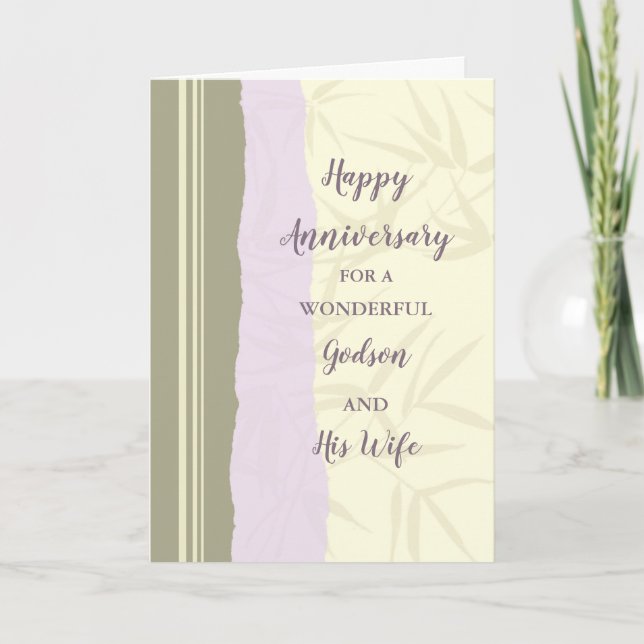 Carte Anniversaire de la Mariage moderne Godson et sa fe (Devant)