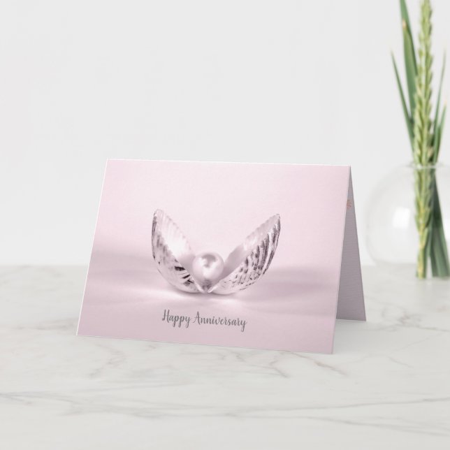 Carte anniversaire de la mariage perle dans le coquillag (Devant)