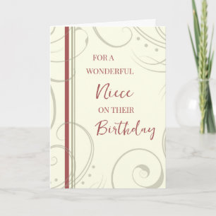 Carte Anniversaire de la nièce rouge et beige