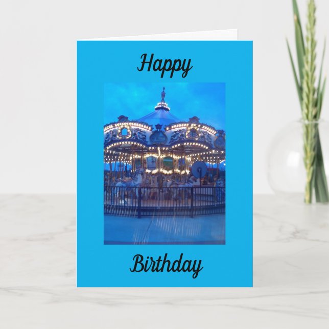 CARTE ANNIVERSAIRE DE LA PERSONNE SPÉCIALE "CAROUSEL VIN (Devant)