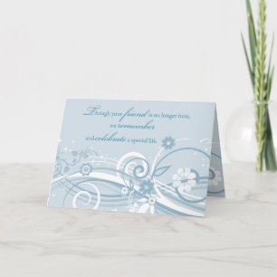 Carte Anniversaire de la perte de l'ami Blue Swirls