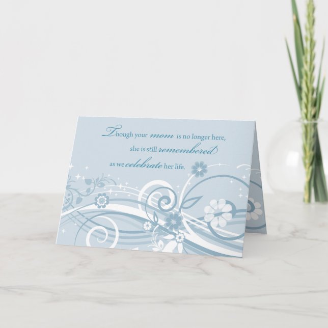Carte Anniversaire de la perte de maman Blue Swirls (Devant)