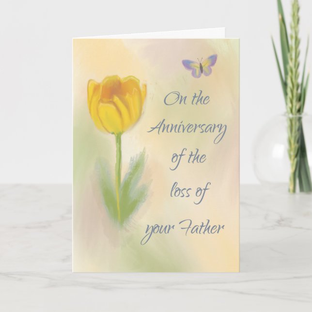 Carte Anniversaire de la perte de père Watercolor Flower (Devant)