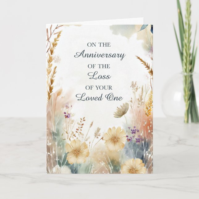 Carte Anniversaire de la perte d'un Fleur sauvage aimé (Devant)