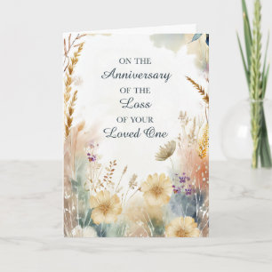 Carte Anniversaire de la perte d'un Fleur sauvage aimé