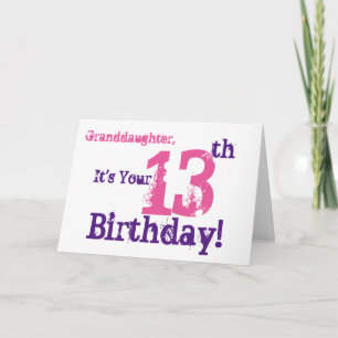 Carte Anniversaire de la petite-fille le 13ème dans le