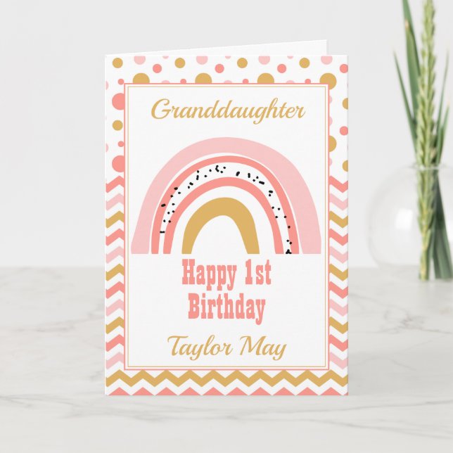 Carte Anniversaire de la petite-fille rose arc-en-ciel (Devant)