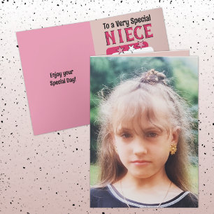 Carte Anniversaire de la photo blanche rose nièce spécia