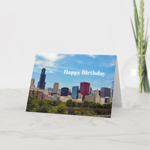 Carte Anniversaire de la photo Skyline de Chicago City