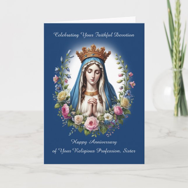 Carte Anniversaire de la profession religieuse avec Mari (Devant)