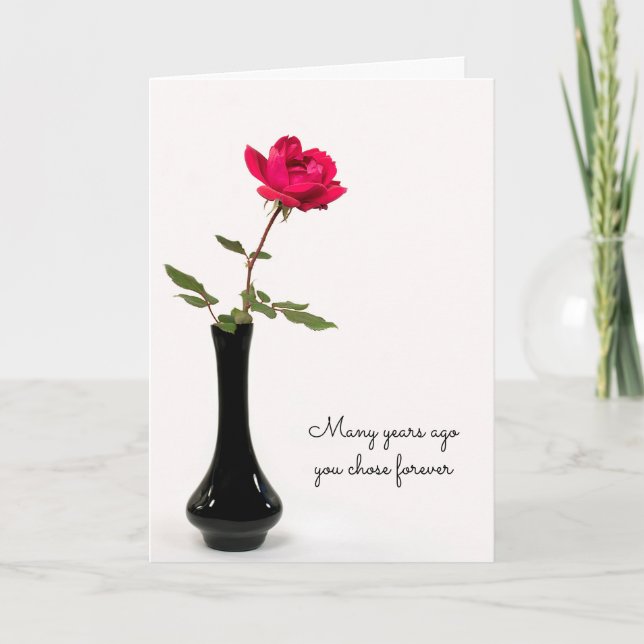 Carte anniversaire de la rose rouge (Devant)