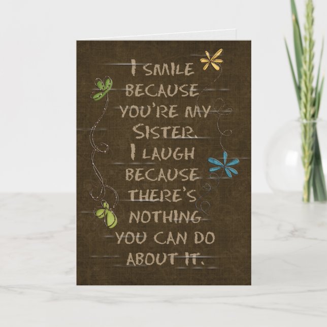 Carte Anniversaire de la Soeur humour-parties scintillan (Devant)