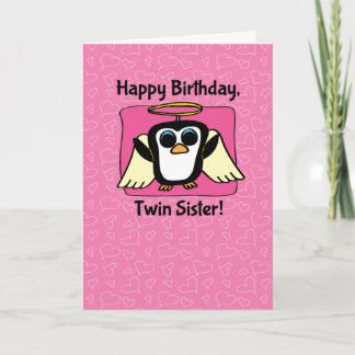 Carte Anniversaire de la soeur jumelle - Petit Ange Peng