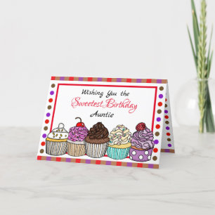 Carte Anniversaire de la tante Cupcakes mignonnes Whim