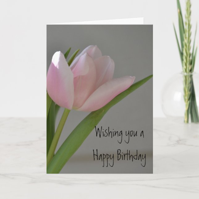 Carte Anniversaire de la tulipe rose (Devant)