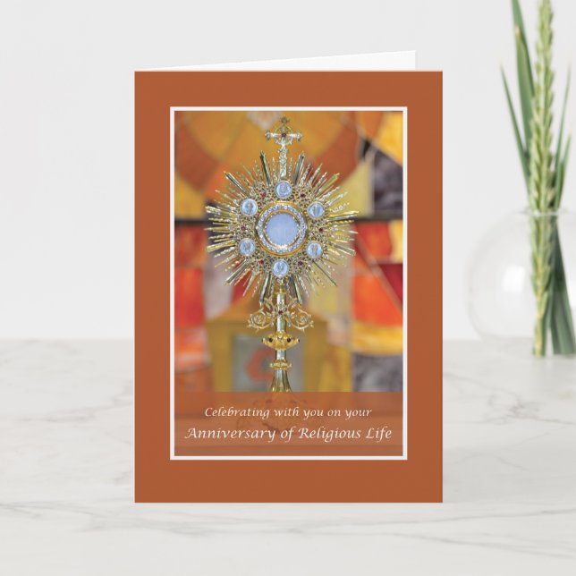 Carte Anniversaire de la vie religieuse Monstrance (Devant)