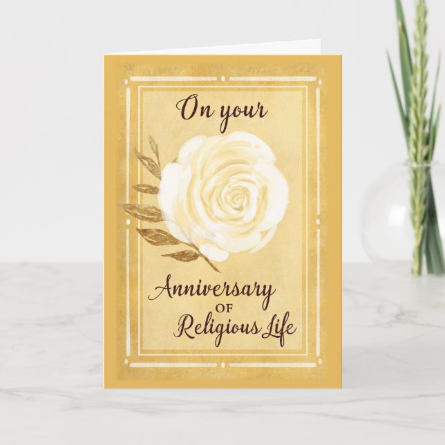 Carte Anniversaire de la vie religieuse, Nun White Rose (Devant)