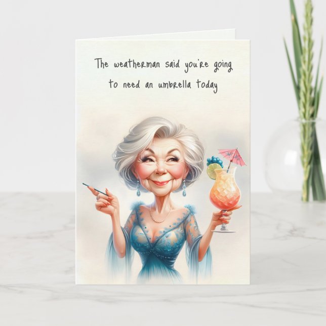 Carte Anniversaire de la vieille dame Humour (Devant)