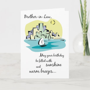 Carte Anniversaire de la ville de voilier du beau-frère