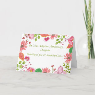 Carte Anniversaire de l'adoption de la fille Aquarelle F
