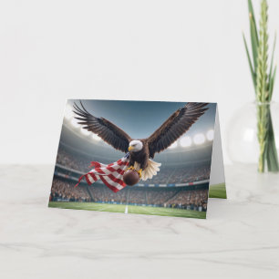 Carte Anniversaire de l'aigle à tête blanche avec footba