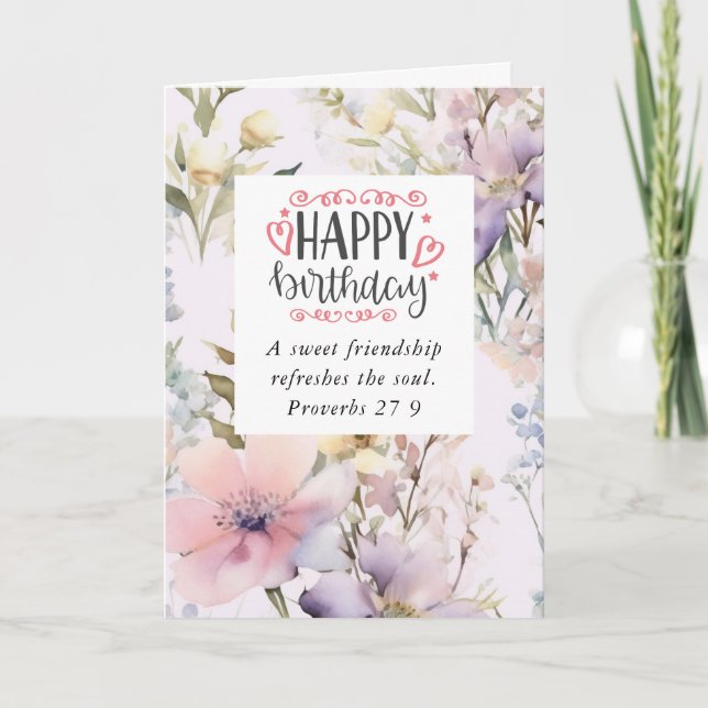 Carte Anniversaire de l'Ami Flower Garden Bible Verse (Devant)