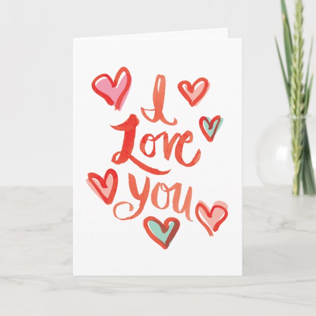 Carte Anniversaire de l'amour et des coeurs peints (Devant)