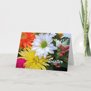 Carte Anniversaire de l'arrangement floral soeur