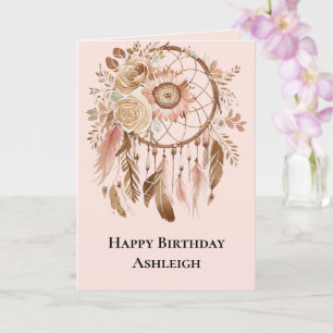 Carte Anniversaire de l'attrapeur de rêve rose pâle