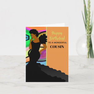 Carte Anniversaire de l'élégante Cousin afro-américaine